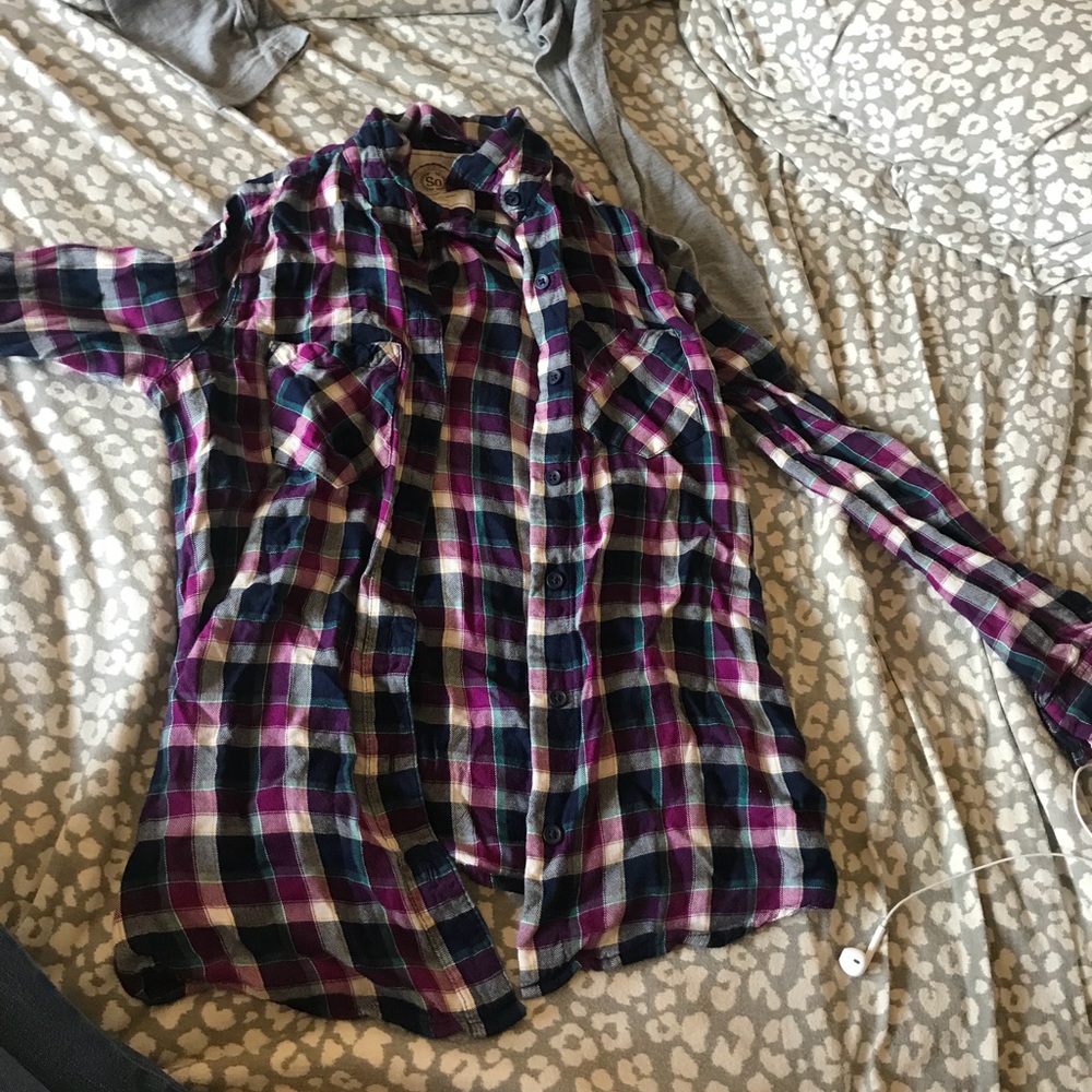 Purple plaid shirt